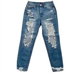 Missguided Riot High Rise Distressed Rigid High Rise Jeans Size 6 S